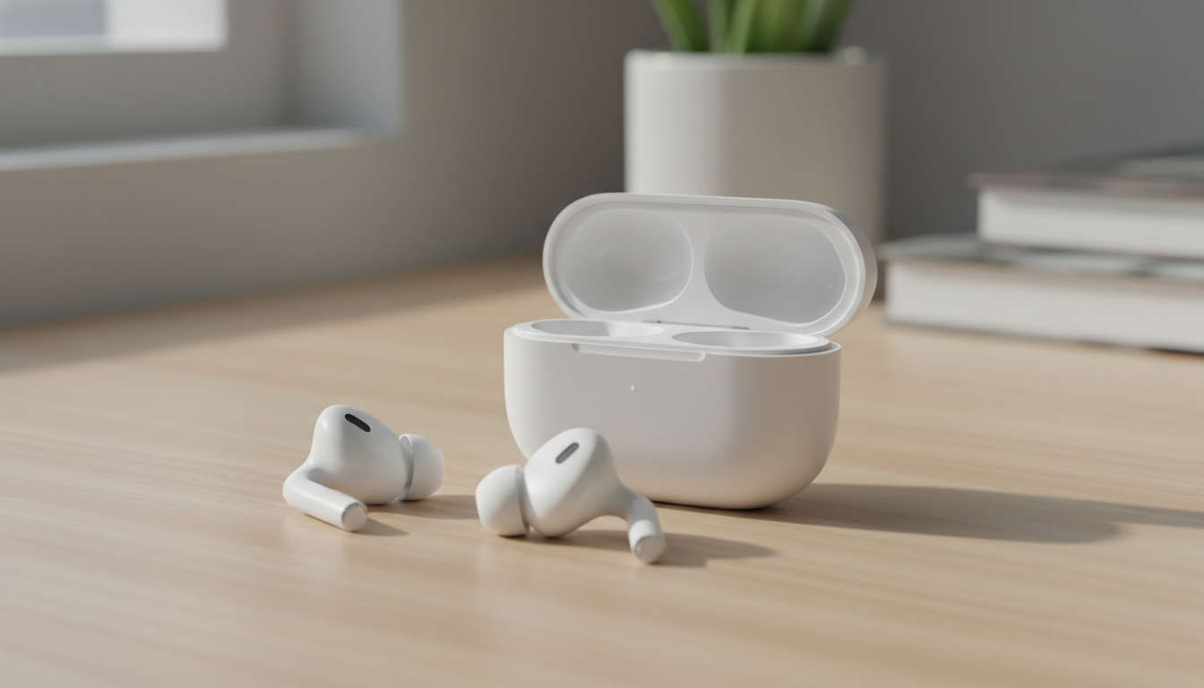 Illustration of open-fit wireless earbuds and a charging case, representing the JBL Vibe Flex 2