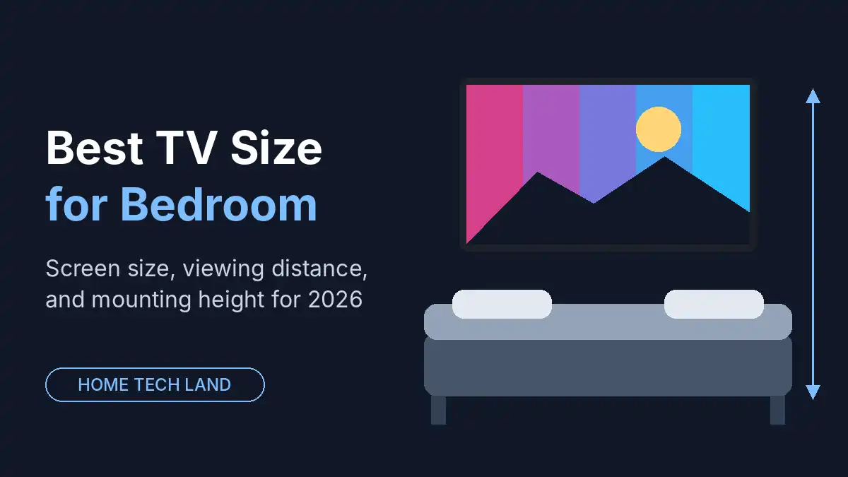Illustration of a wall-mounted TV above a bed, representing the best TV size for a bedroom