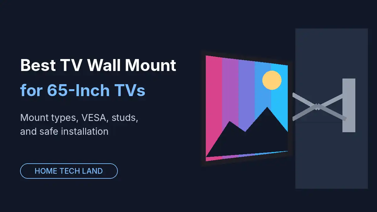 Illustration of a TV on a full-motion wall mount, representing the best TV wall mount for a 65-inch TV