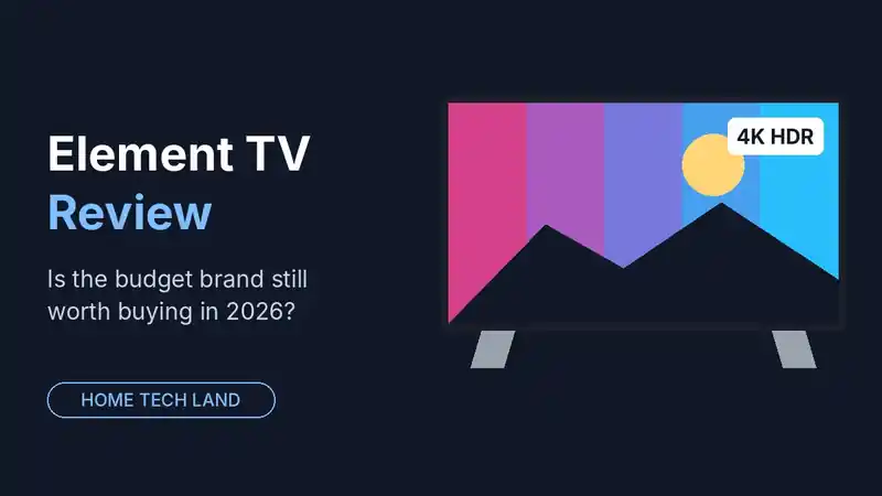 Illustration of a generic budget 4K TV on a stand, representing the Element TV review